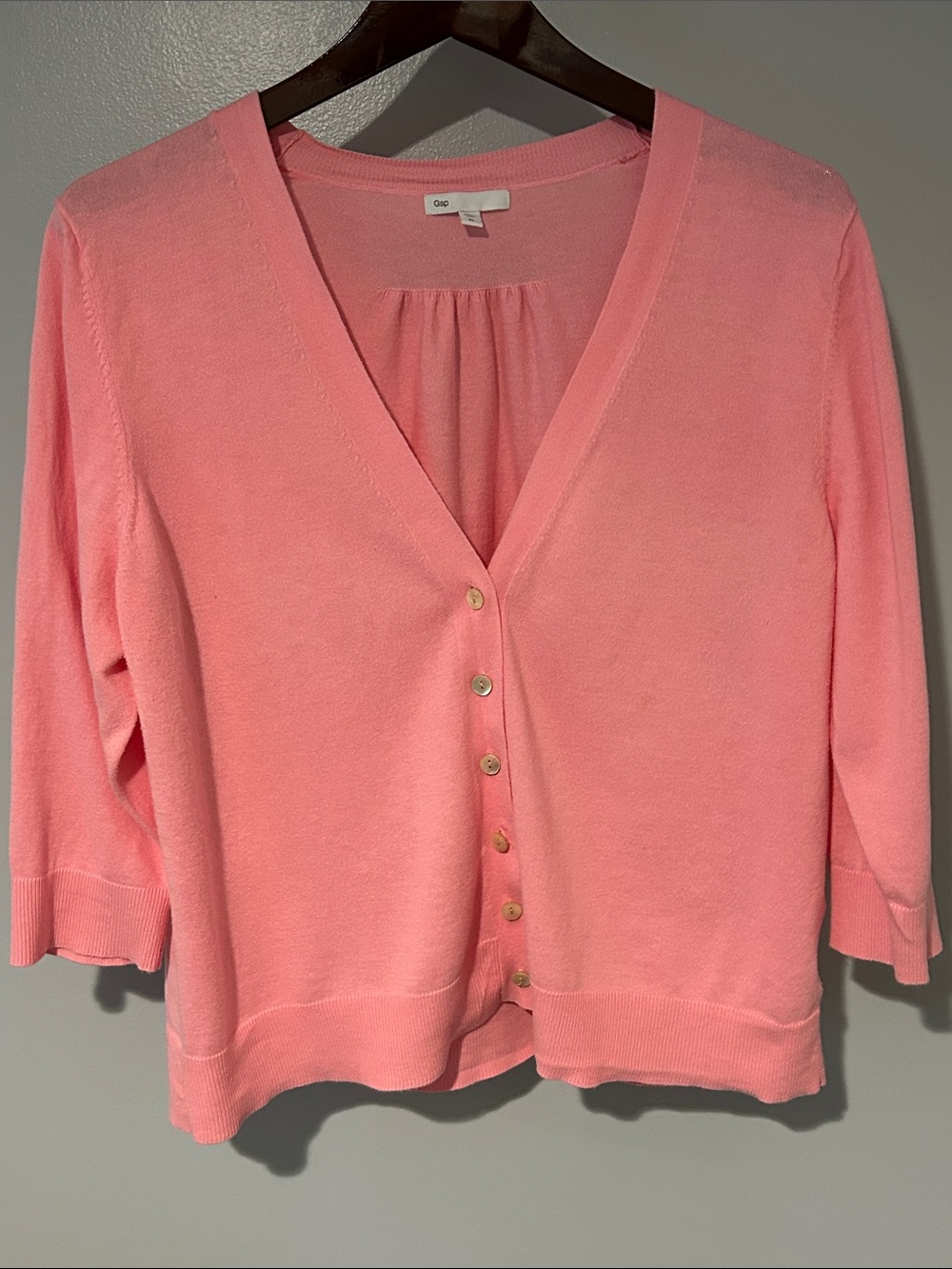 GAP Coral Pink V-Neck Button Cardigan